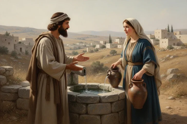 Jesus spricht am Brunnen mit einer Samaritanerin