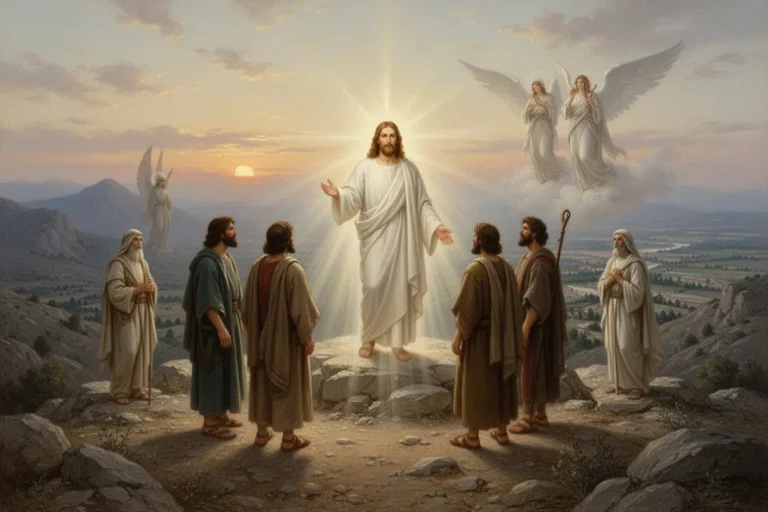 Jesu Verklärung auf dem Berg mit drei staunenden Jüngern