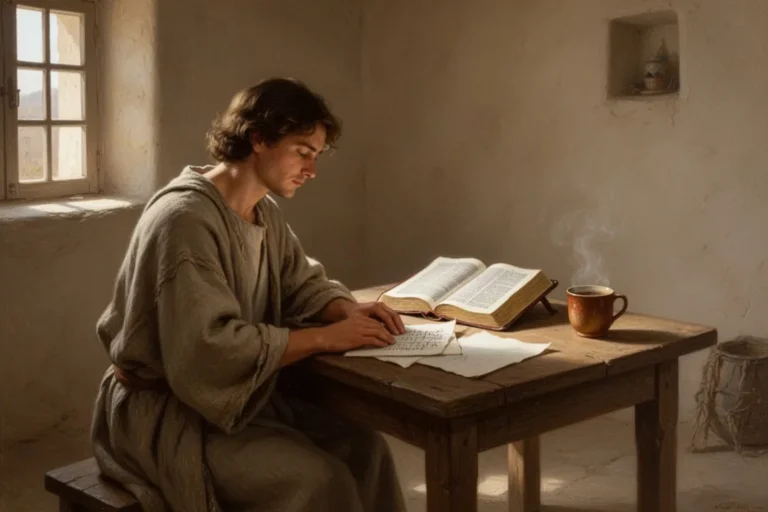 Person liest Philipperbrief neben einer geöffneten Bibel und macht Notizen