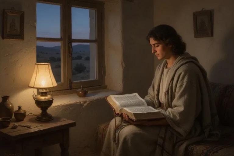 Person liest Psalm 91 bei einer ruhigen abendlichen Gebetszeit