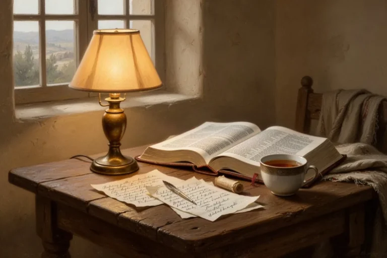 Offene Bibel neben einer Lampe als Symbol für tägliche Orientierung