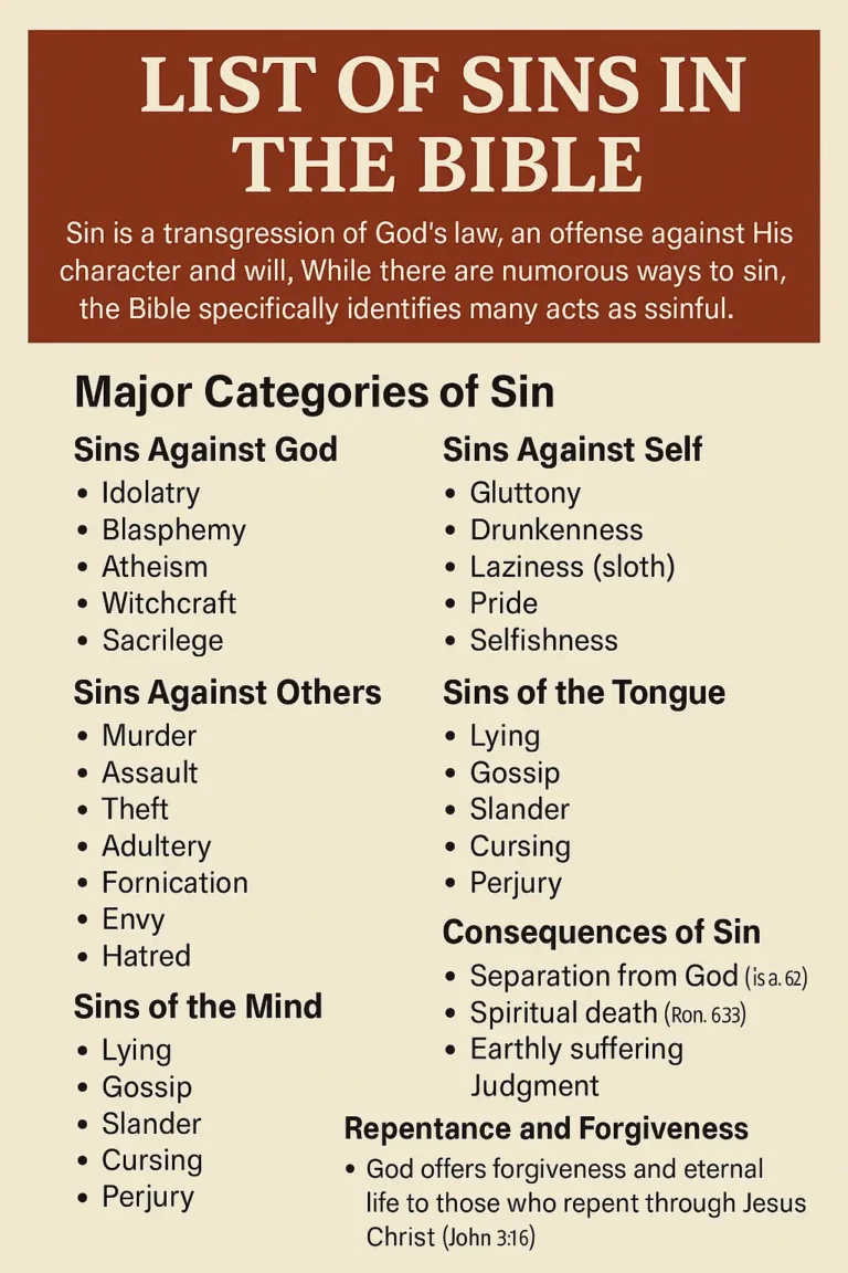 list of sins in the bible