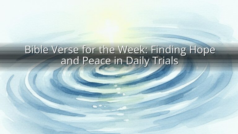 Bible Verse for the Week: Finding Hope and Peace in Daily Trials