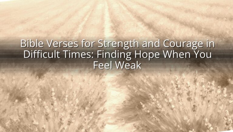 Bible Verses for Strength and Courage in Difficult Times: Finding Hope When You Feel Weak