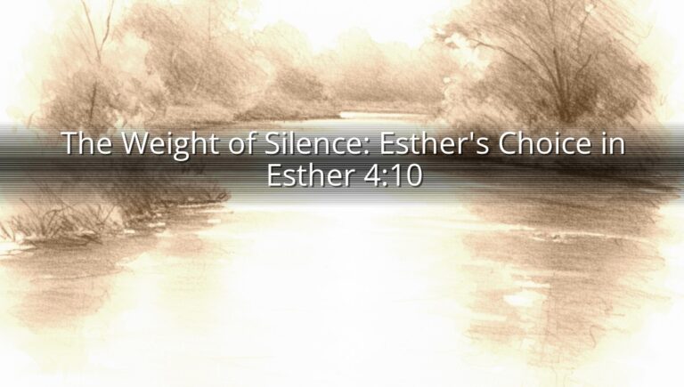 The Weight of Silence: Esther's Choice in Esther 4:10