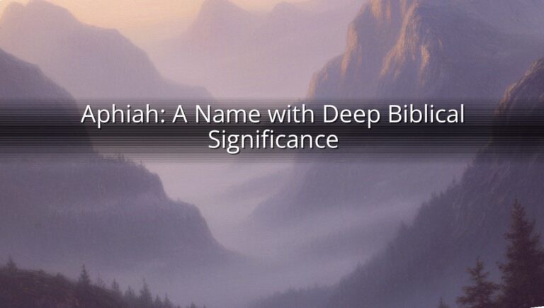Aphiah: A Name with Deep Biblical Significance