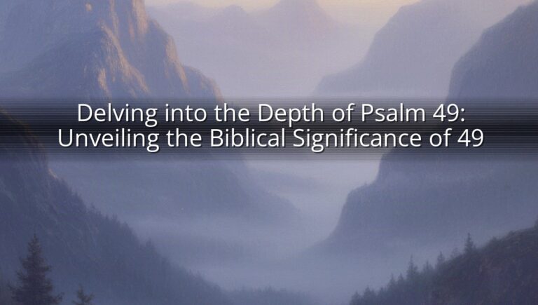 Delving into the Depth of Psalm 49: Unveiling the Biblical Significance of 49