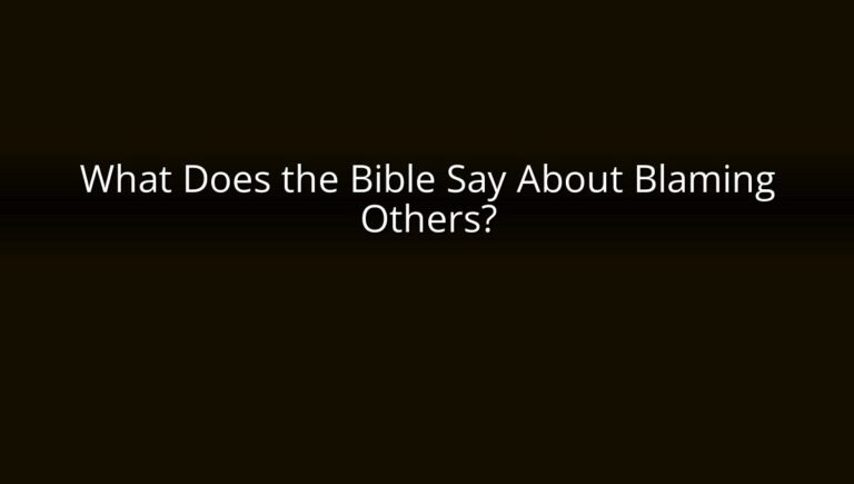 What Does the Bible Say About Blaming Others?