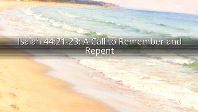 Isaiah 44:21-23: A Call to Remember and Repent