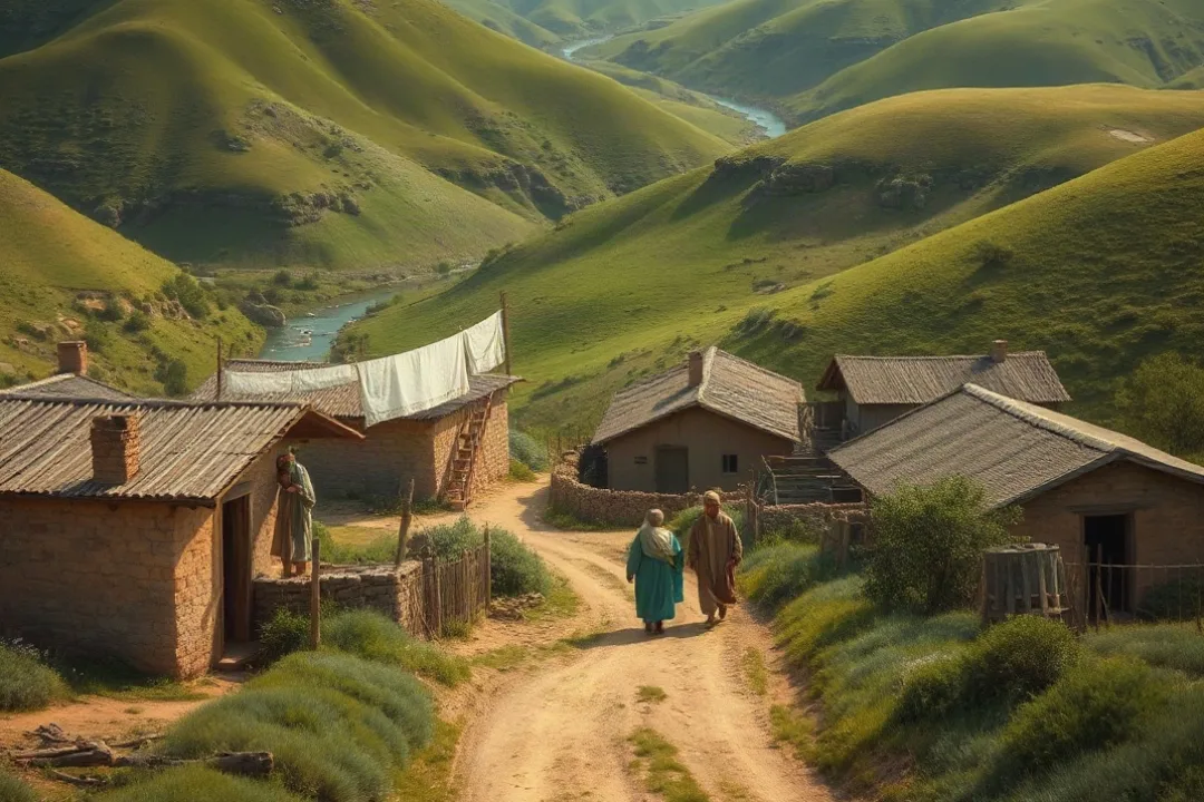Rural riverside community living close to the natural landscape