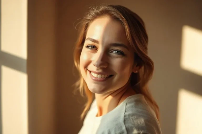 mujer sonriendo gentilmente
