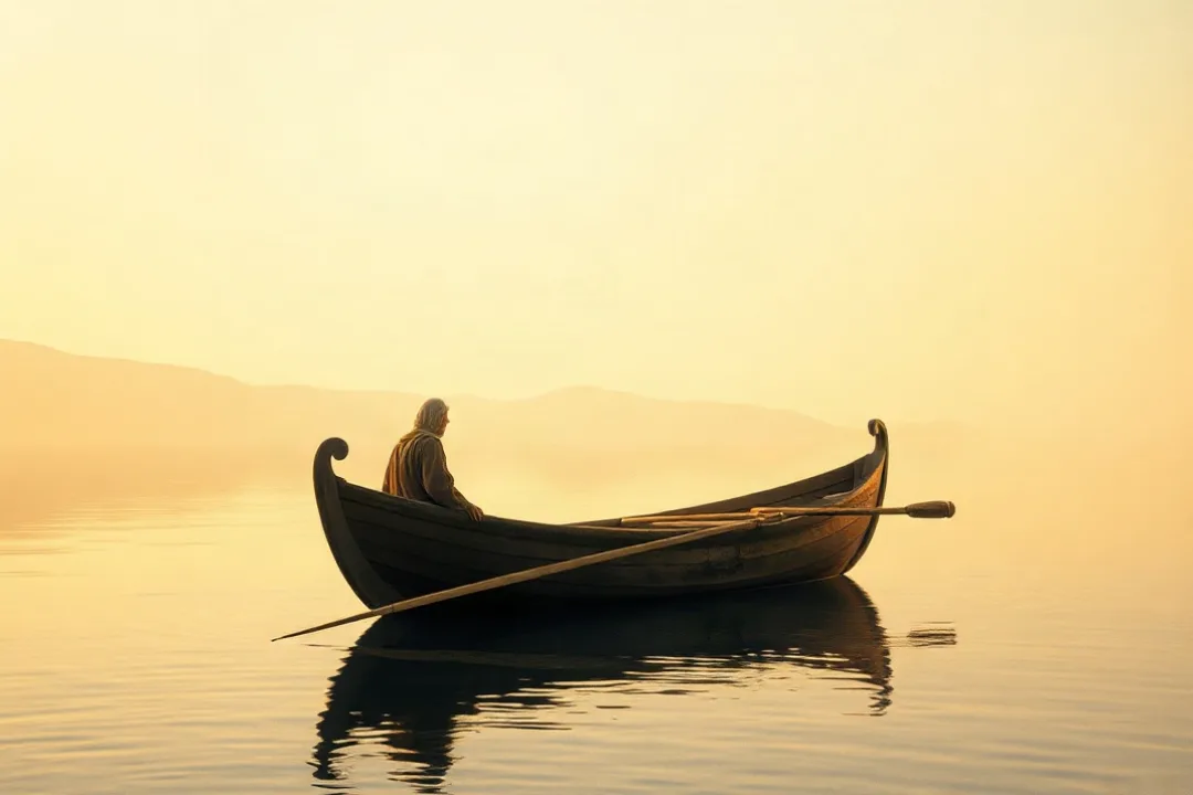 Calm lake at dawn evoking the setting of Jesus's miracles