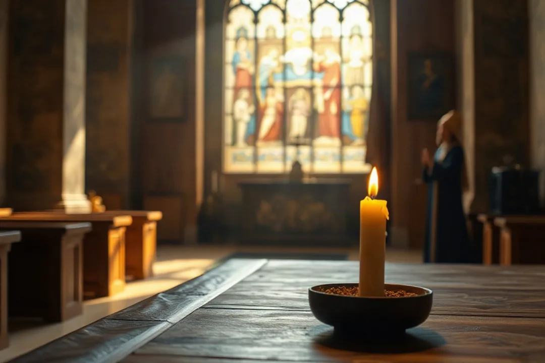 Church altar scene representing the start of the Lenten season